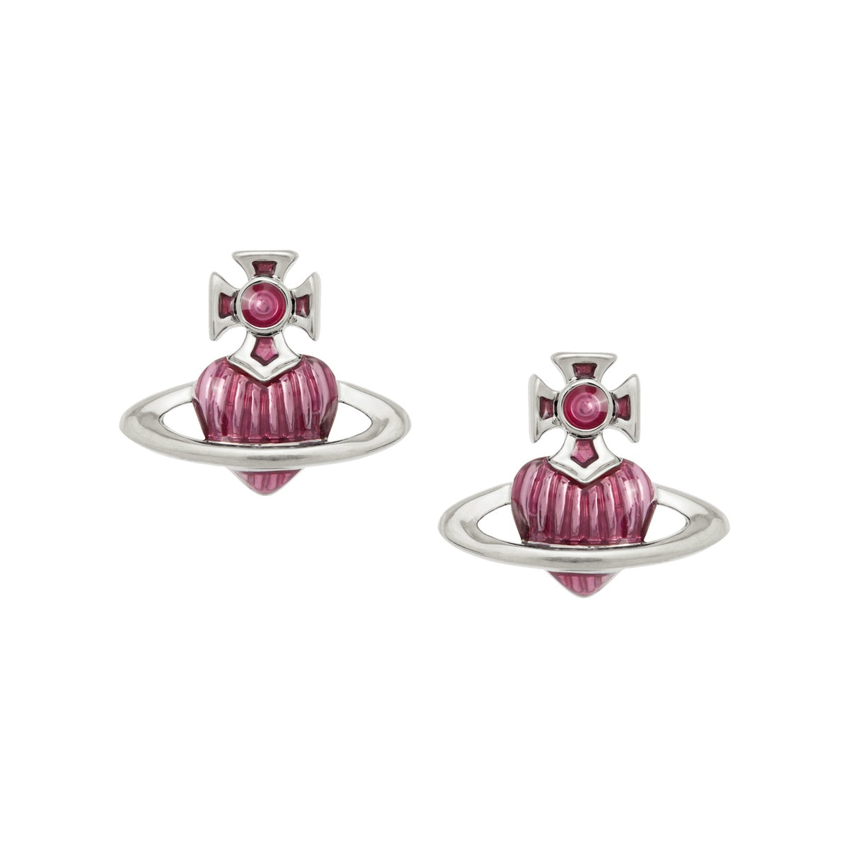Vivienne Westwood Silver Rose Fabianna Heart Orb Studs