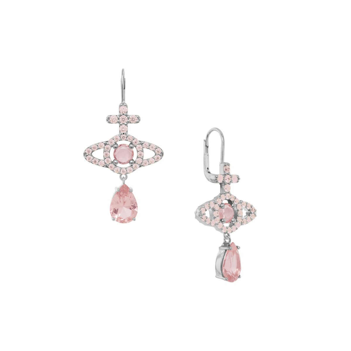 Vivienne Westwood Silver Sal Peach CZ Olympia Drop Earrings