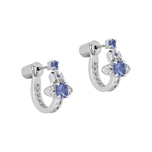 Vivienne Westwood Silver Lavender CZ Maitena Hoop Earrings