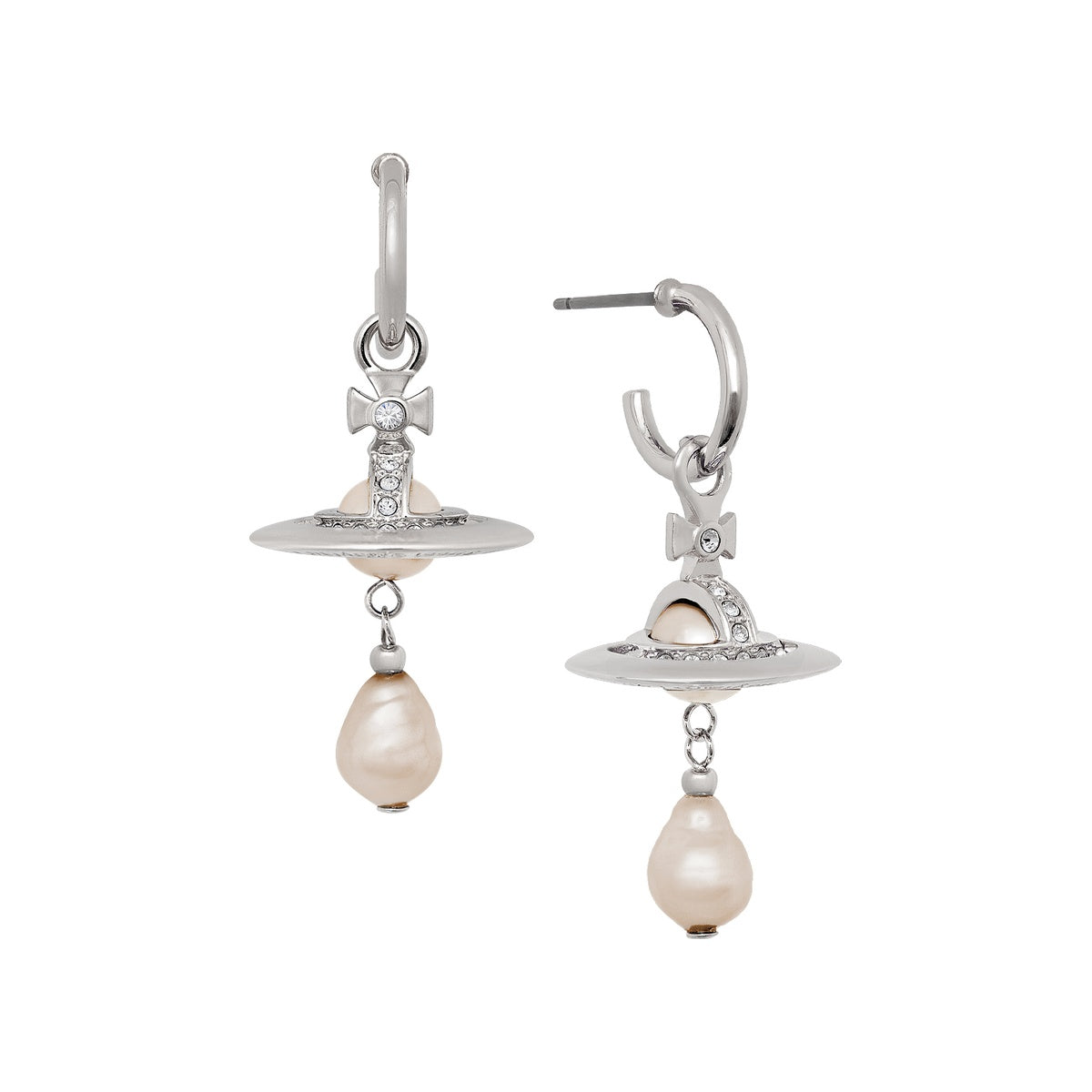 Vivienne Westwood Silver Aleksa Pearl Orb Drop Earrings
