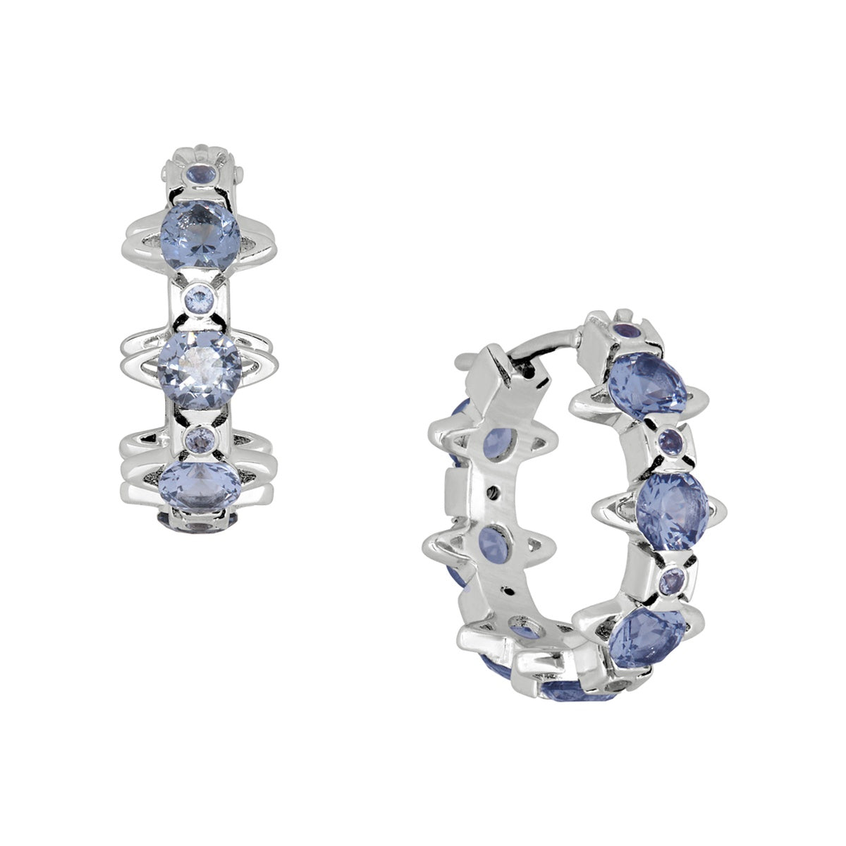 Vivienne Westwood Silver Blue CZ Warwick Multi Orb Huggies