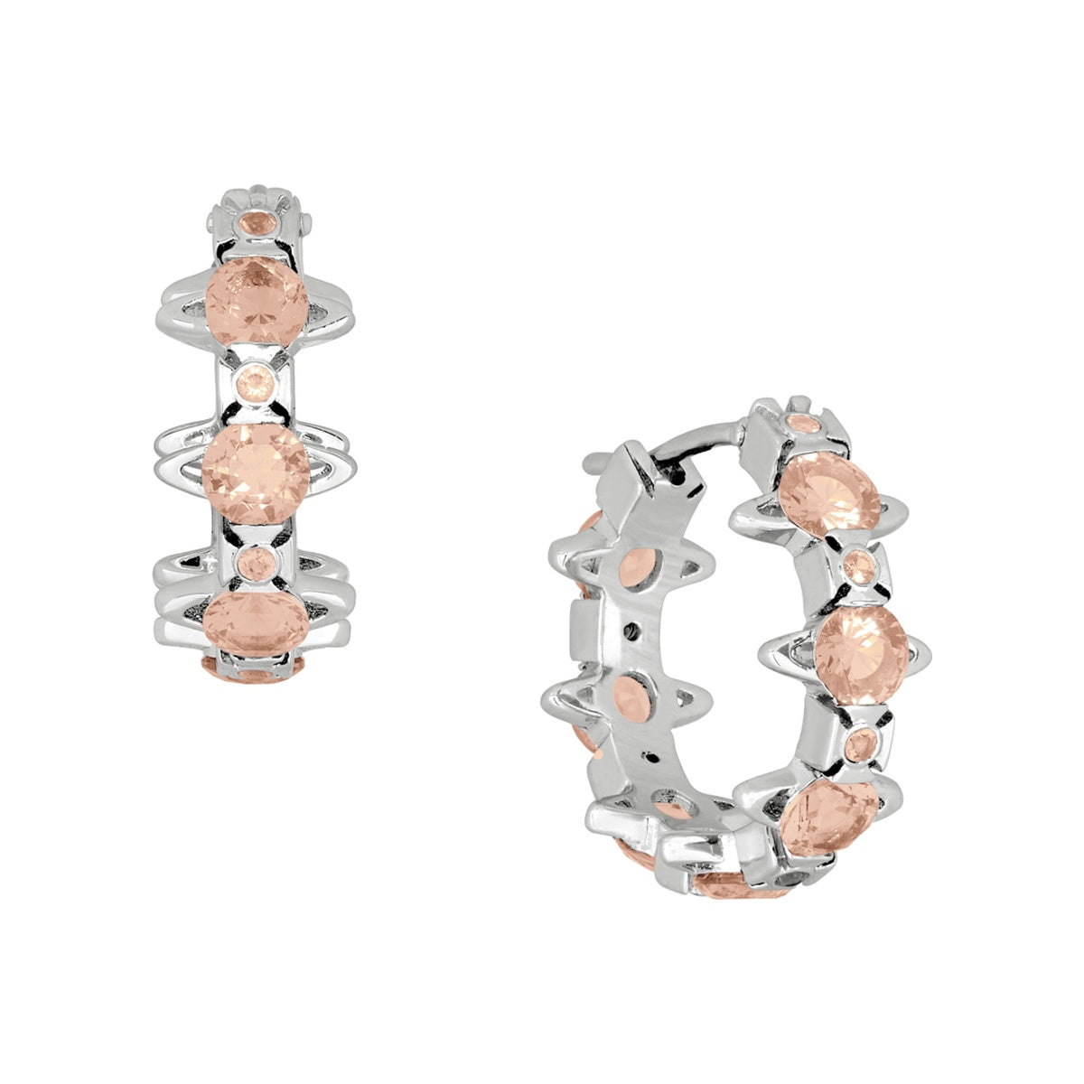 Vivienne Westwood Silver Peach CZ Warwick Multi Orb Huggies