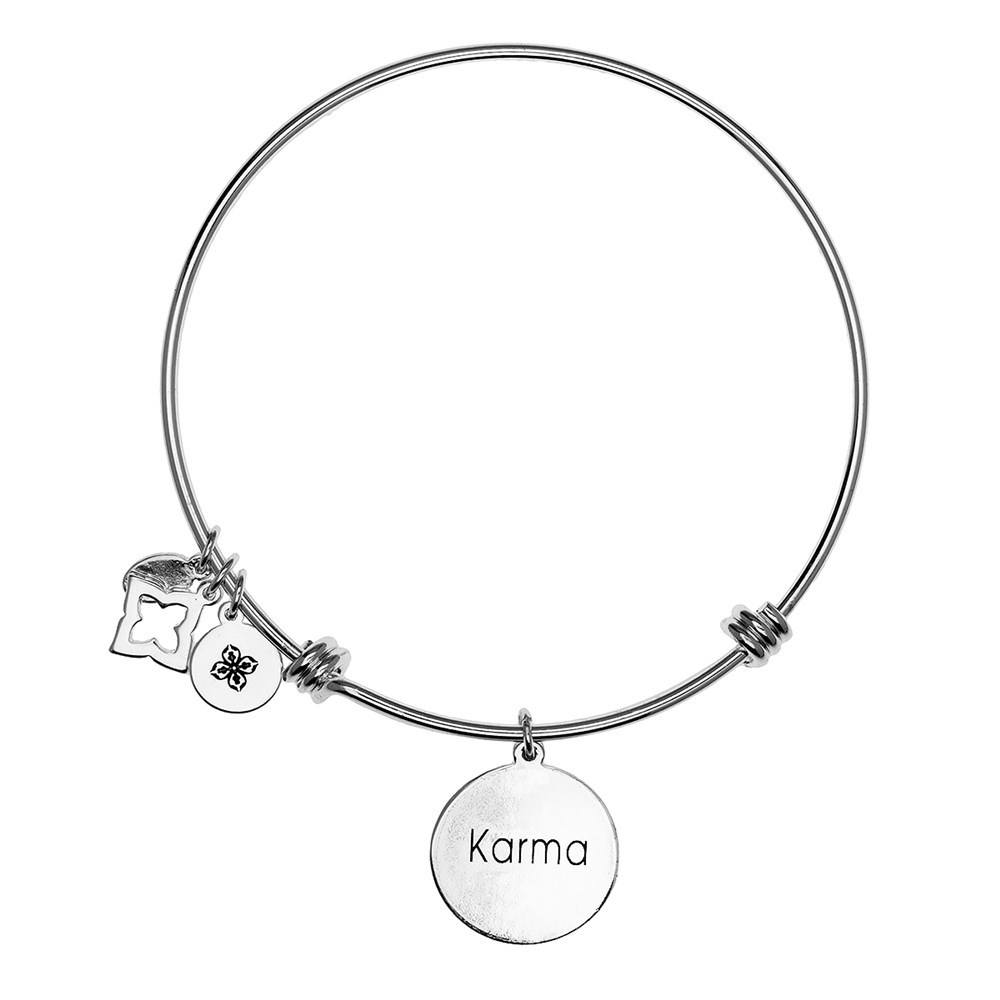 Karma Silver Engraving Bangle