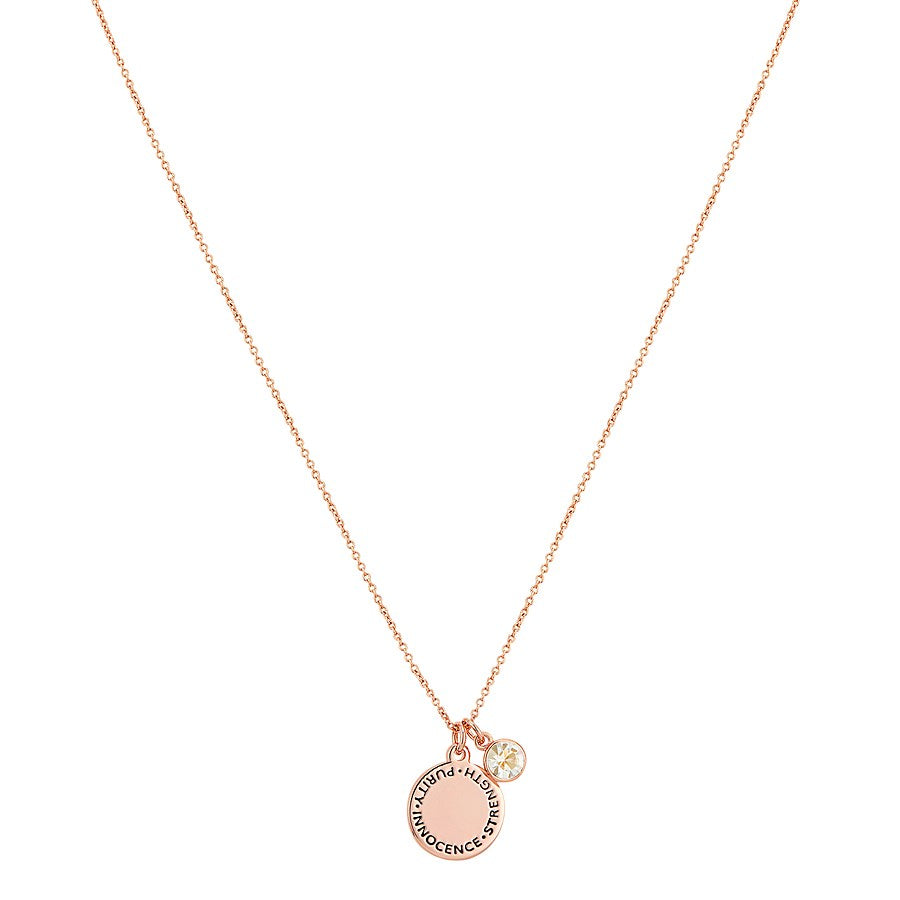 Karma April Birthstone Rose Gold Necklace