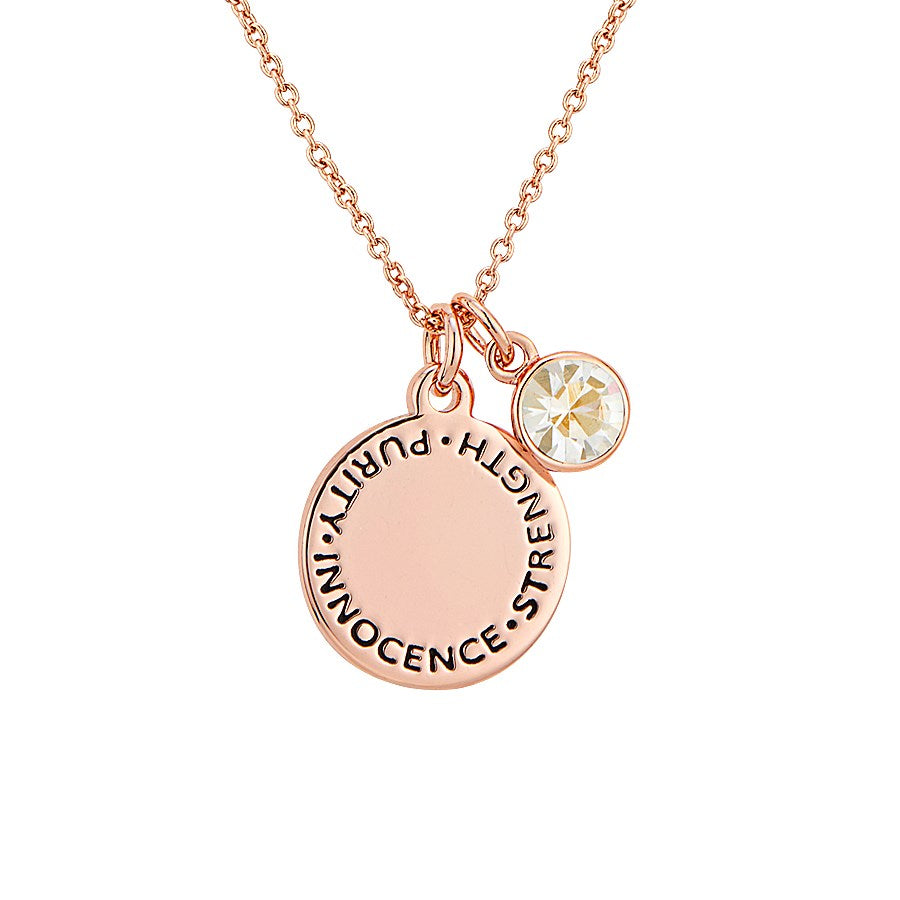 Karma April Birthstone Rose Gold Necklace