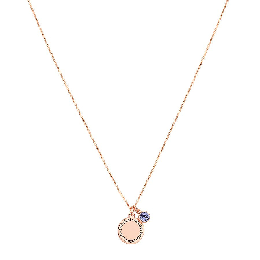 Karma December Birthstone Rose Gold Necklace