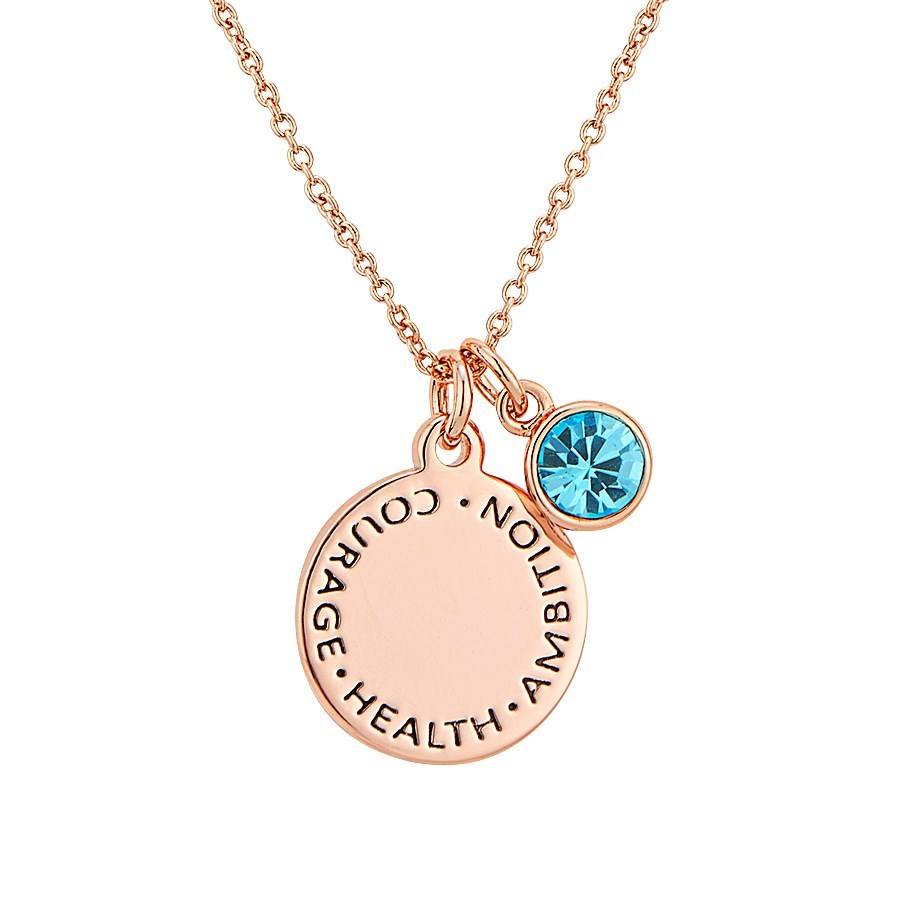 Karma March Birthstone Rose Gold Necklace
