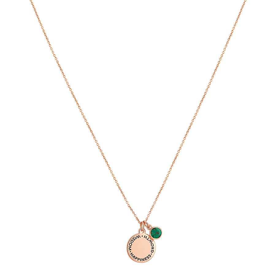 Karma May Birthstone Rose Gold Necklace