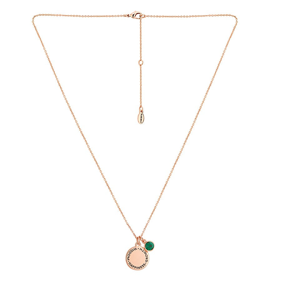 Karma May Birthstone Rose Gold Necklace