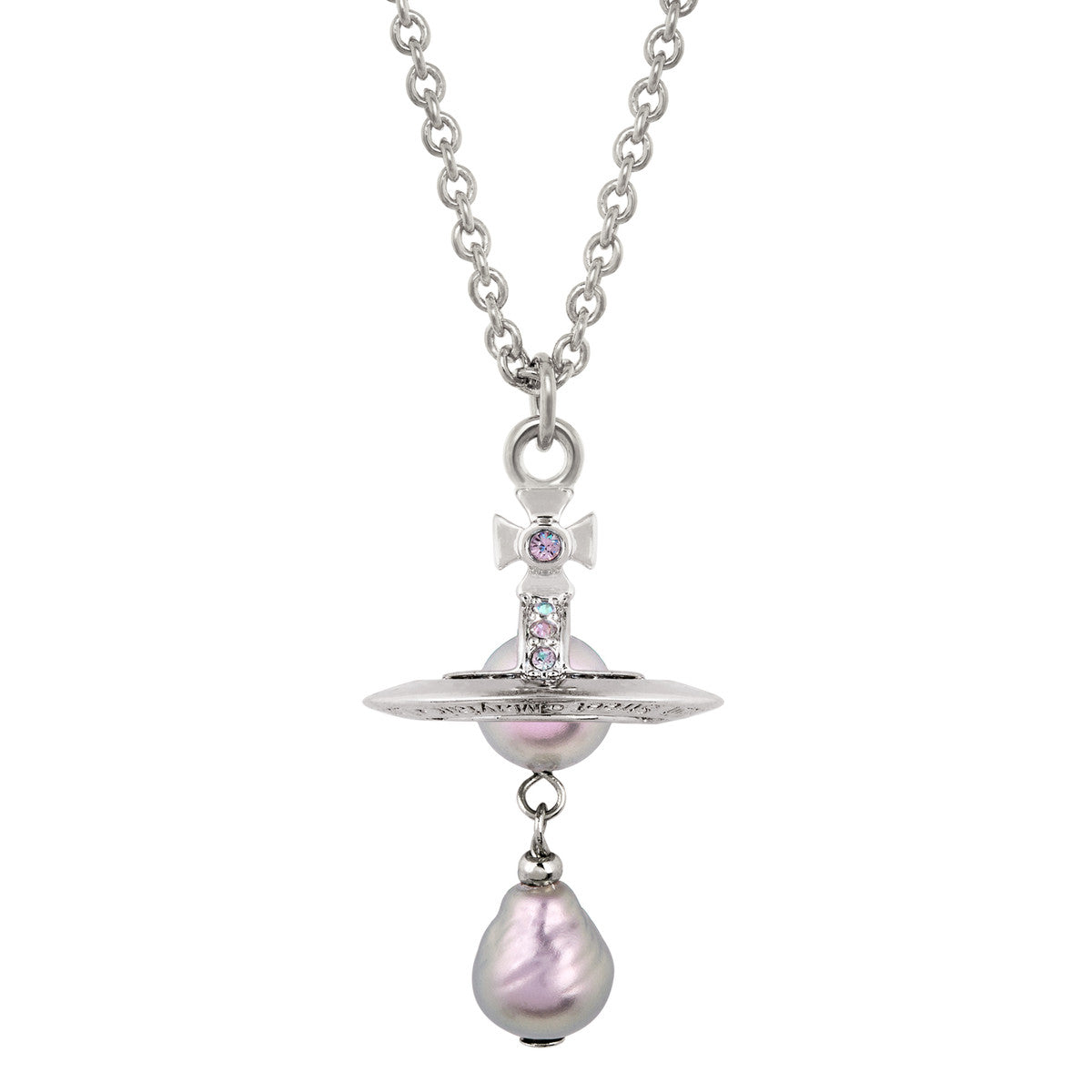 Vivienne Westwood Silver Purple Aleksa Pearl Orb Drop Necklace