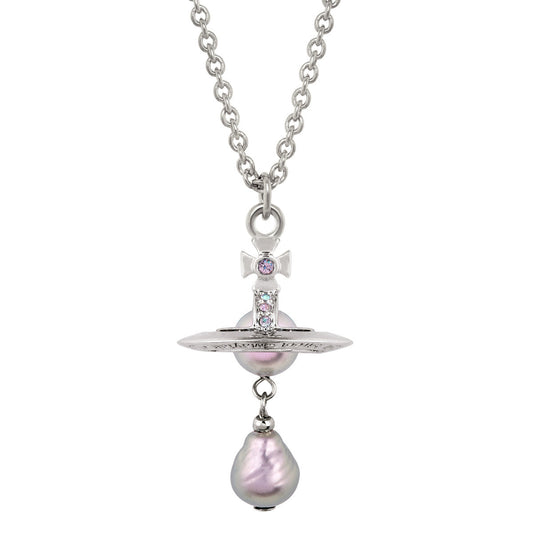 Vivienne Westwood Silver Purple Aleksa Pearl Orb Drop Necklace