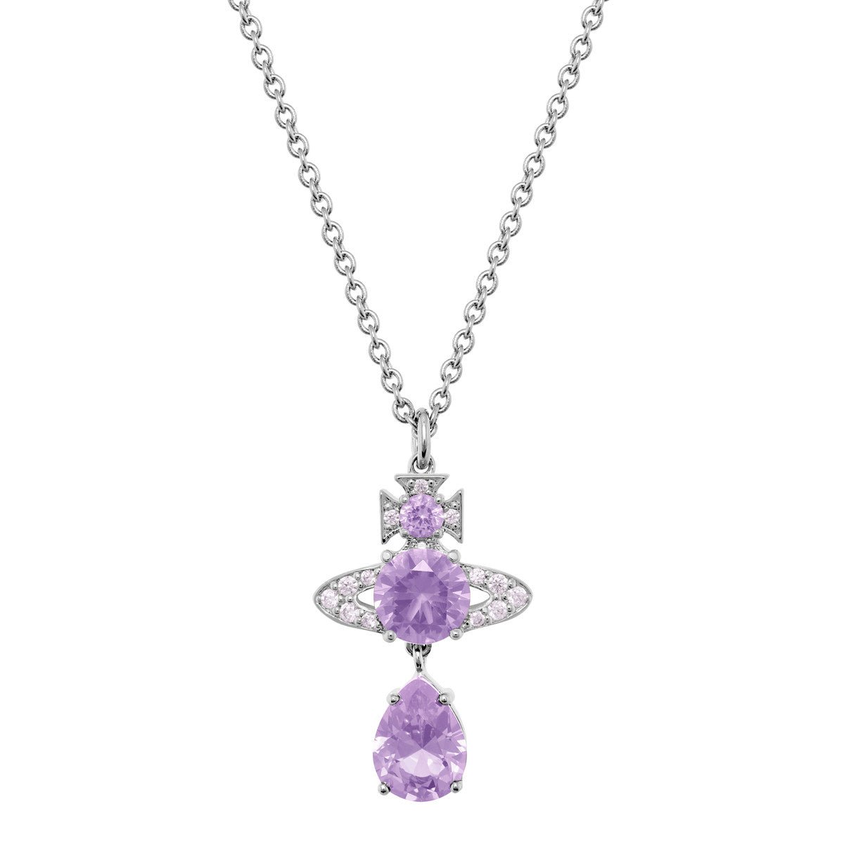 Vivienne Westwood Silver Lavender CZ Ismene Drop Necklace