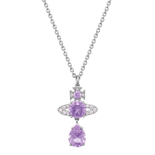 Vivienne Westwood Silver Lavender CZ Ismene Drop Necklace