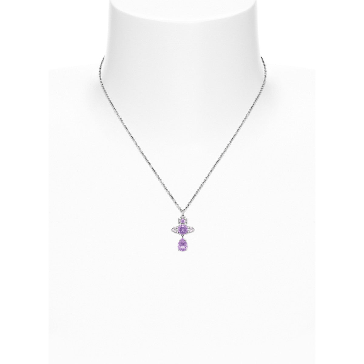 Vivienne Westwood Silver Lavender CZ Ismene Drop Necklace