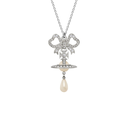 Vivienne Westwood Silver Rigoberta Pearl Bow Orb Necklace