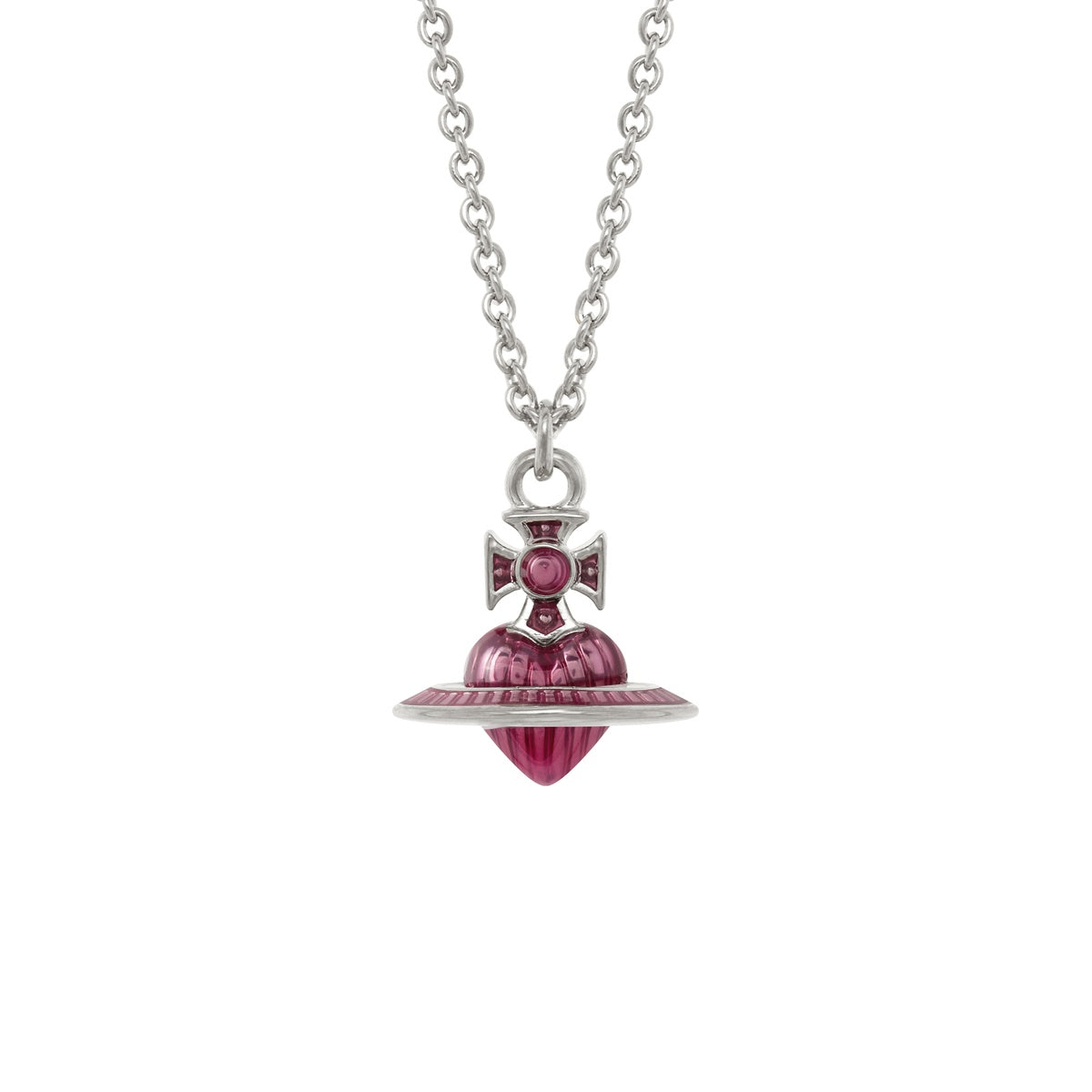 Vivienne Westwood Silver Rose Fabianna Heart Orb Drop Neckalce