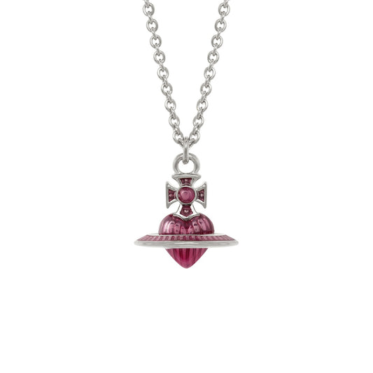 Vivienne Westwood Silver Rose Fabianna Heart Orb Drop Neckalce