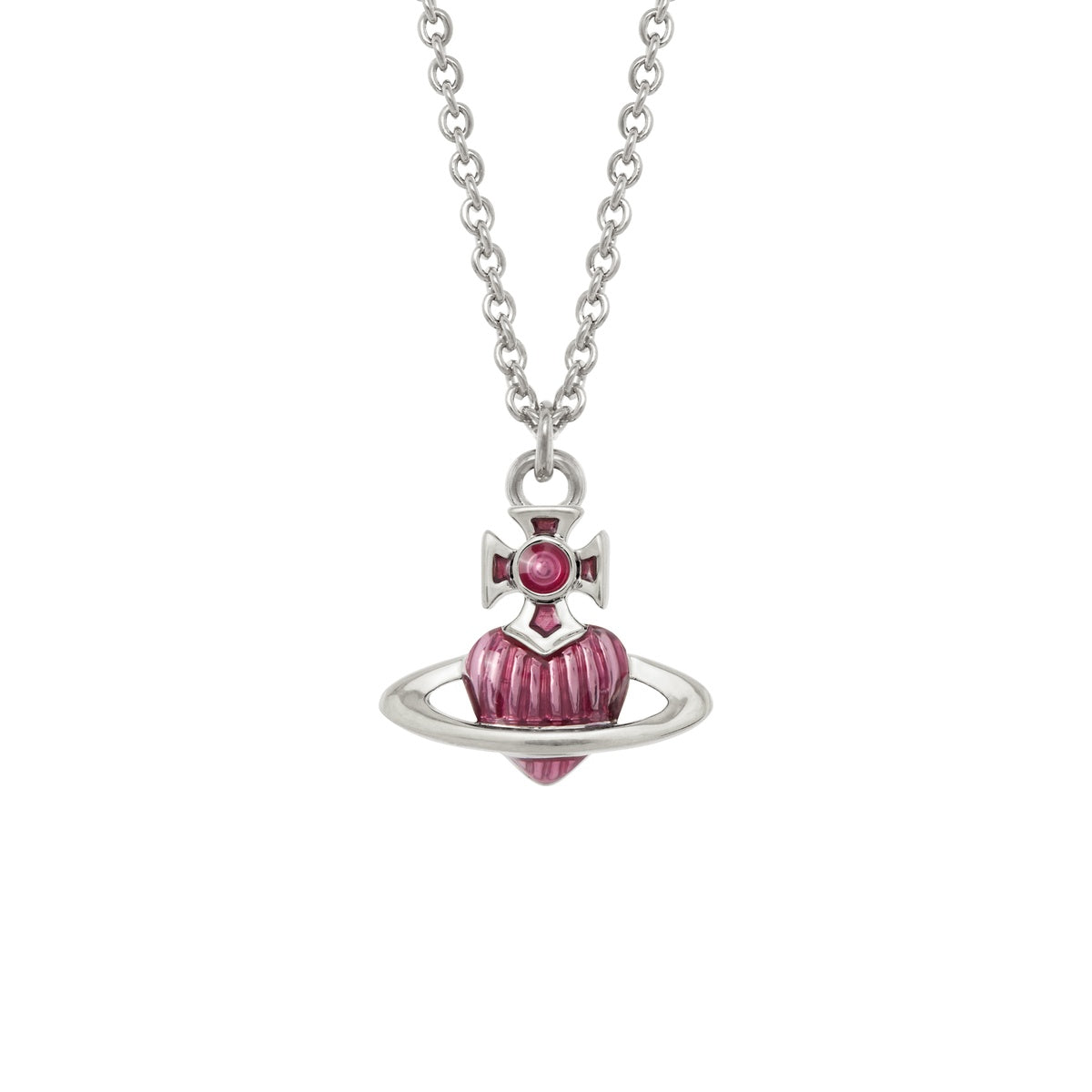 Vivienne Westwood Silver Rose Fabianna Heart Orb Bas Neckalce