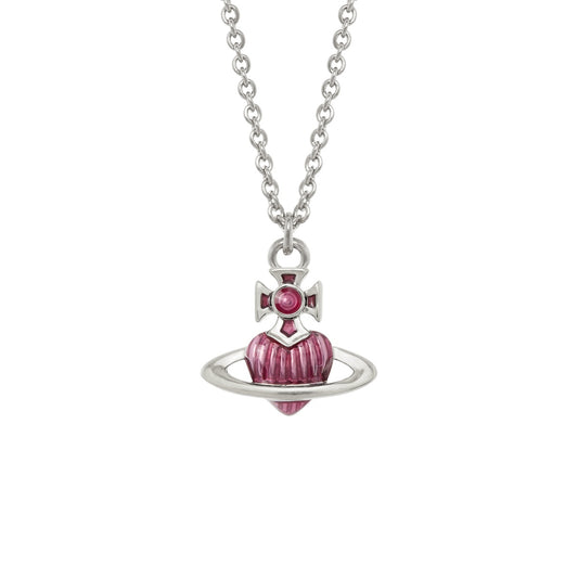 Vivienne Westwood Silver Rose Fabianna Heart Orb Bas Neckalce