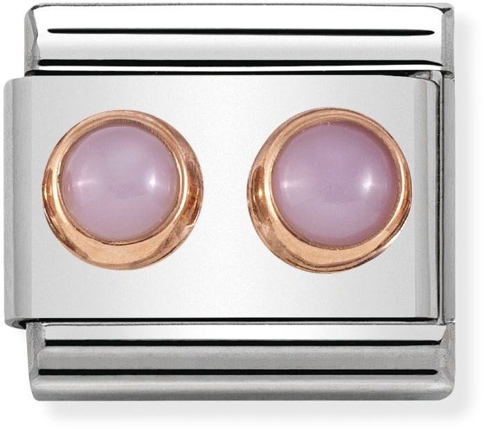 Nomination Rose Gold Pink Opal Double Stone Charm