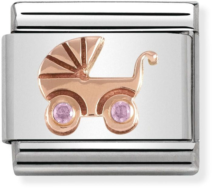 Nomination Rose Gold Pink Baby Pram Charm