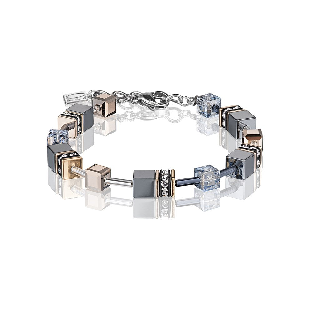 Coeur De Lion Geo Silver + Rose-Gold Blue Bracelet