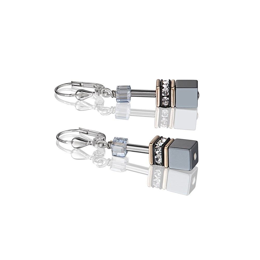 Coeur De Lion Geo Silver + Rose-Gold Blue Earrings