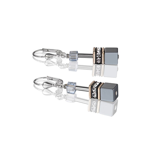 Coeur De Lion Geo Silver + Rose-Gold Blue Earrings