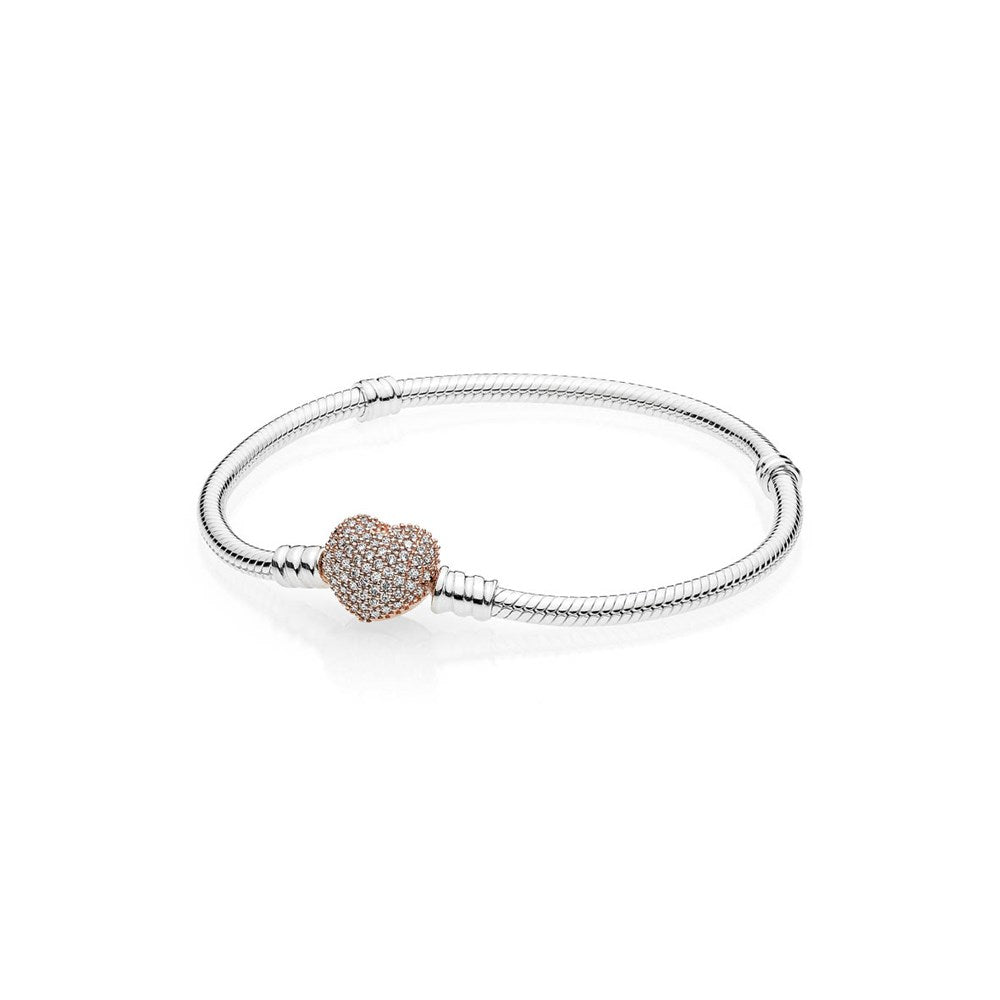 Pandora Moments Rose Gold Pavé Heart Clasp Bracelet