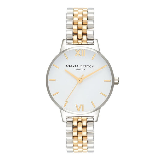 Olivia Burton Midi White Dial Gold & Silver Watch