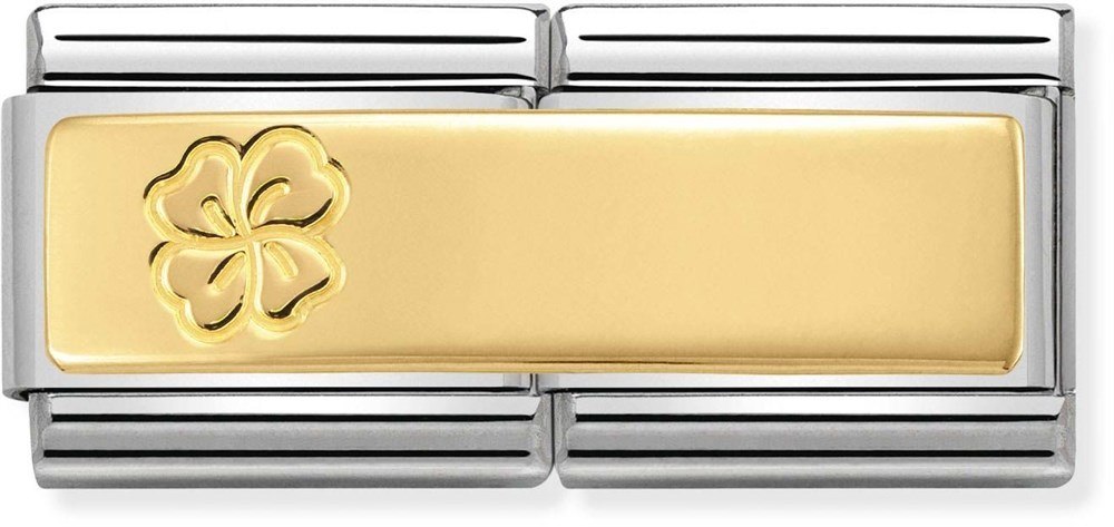 Nomination Gold Engravable Clover Double Charm