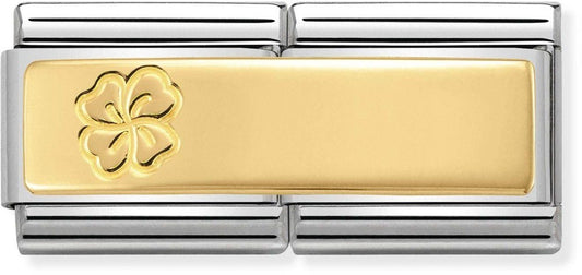 Nomination Gold Engravable Clover Double Charm