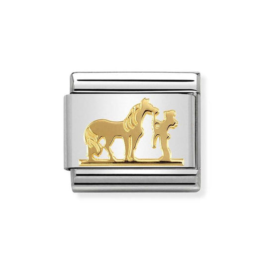 Nomination Gold Horse and Rider Charm