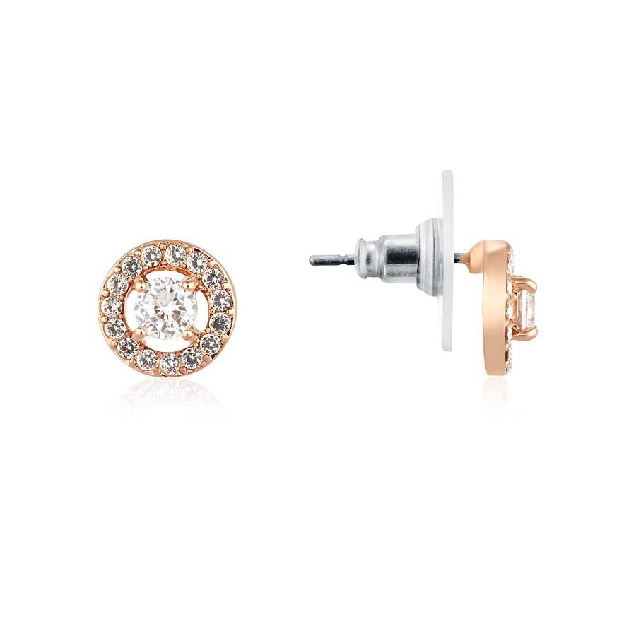 August Woods Rose Gold Crystal Halo Stud Earrings