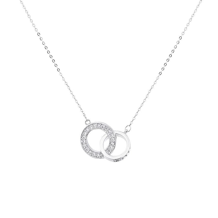August Woods Silver Small Link CZ Circle Necklace