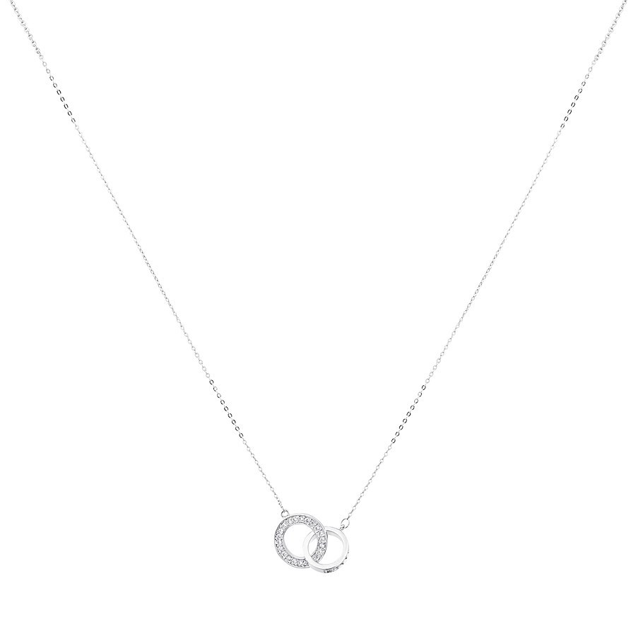 August Woods Silver Small Link CZ Circle Necklace