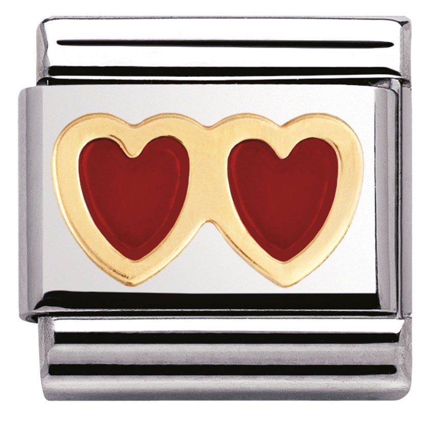 Nomination Red Double Heart Charm