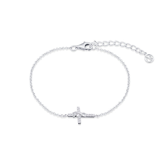 Argento Silver Kids Cubic Zirconia Cross Bracelet