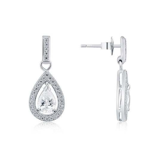 Argento Silver CZ Teardrop Earrings
