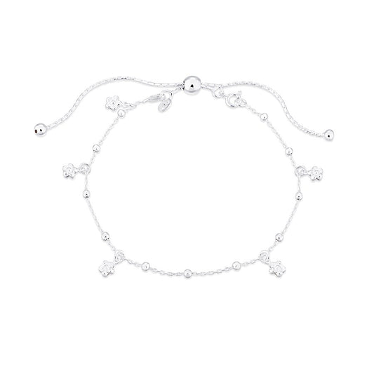Argento Recycled Silver Drop Flower Anklet 