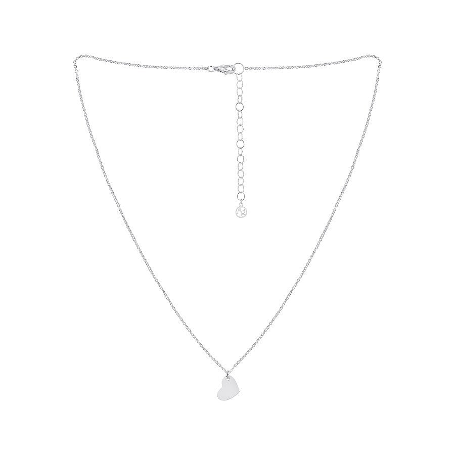 Argento Silver Engraving Side Heart Necklace