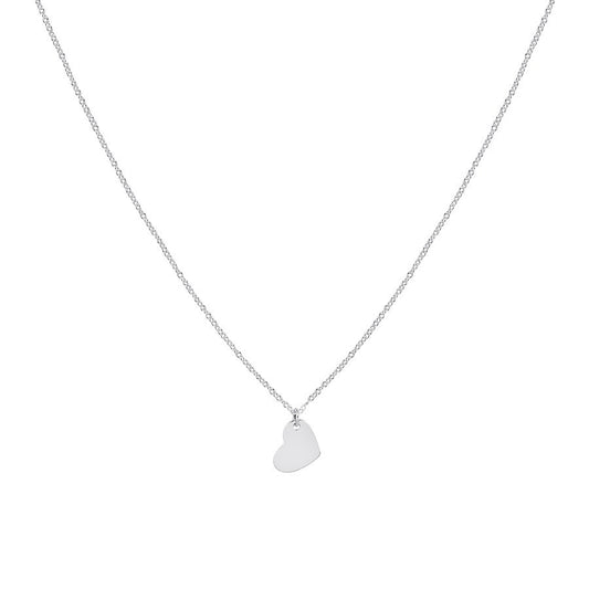 Argento Silver Engraving Side Heart Necklace