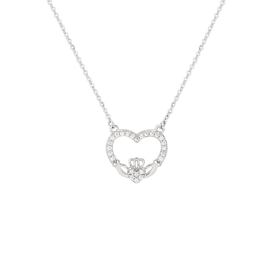 Argento Silver Claddagh Heart Necklace