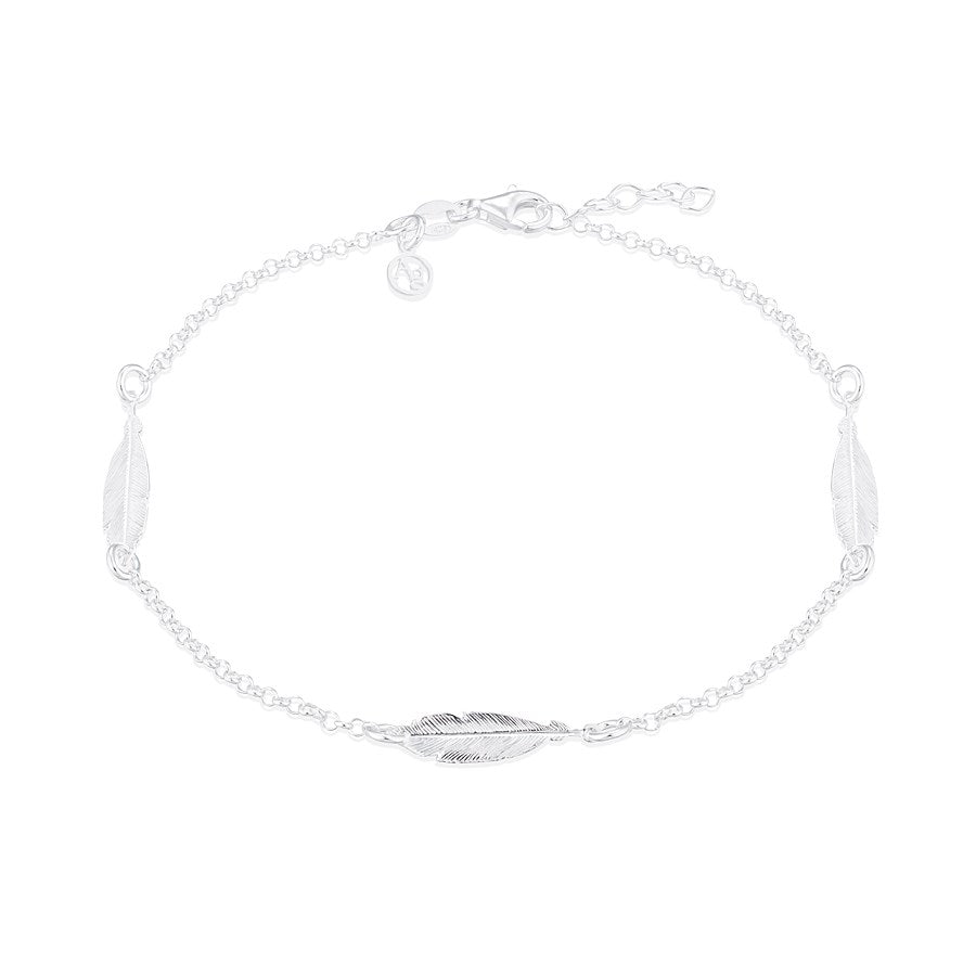 Argento Recycled Silver Feather Anklet 