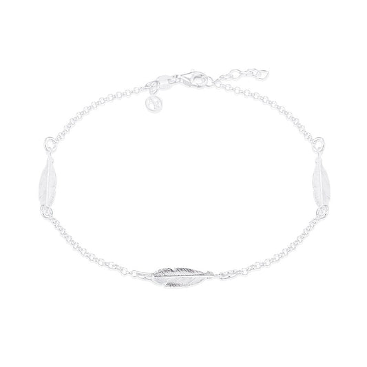 Argento Recycled Silver Feather Anklet 