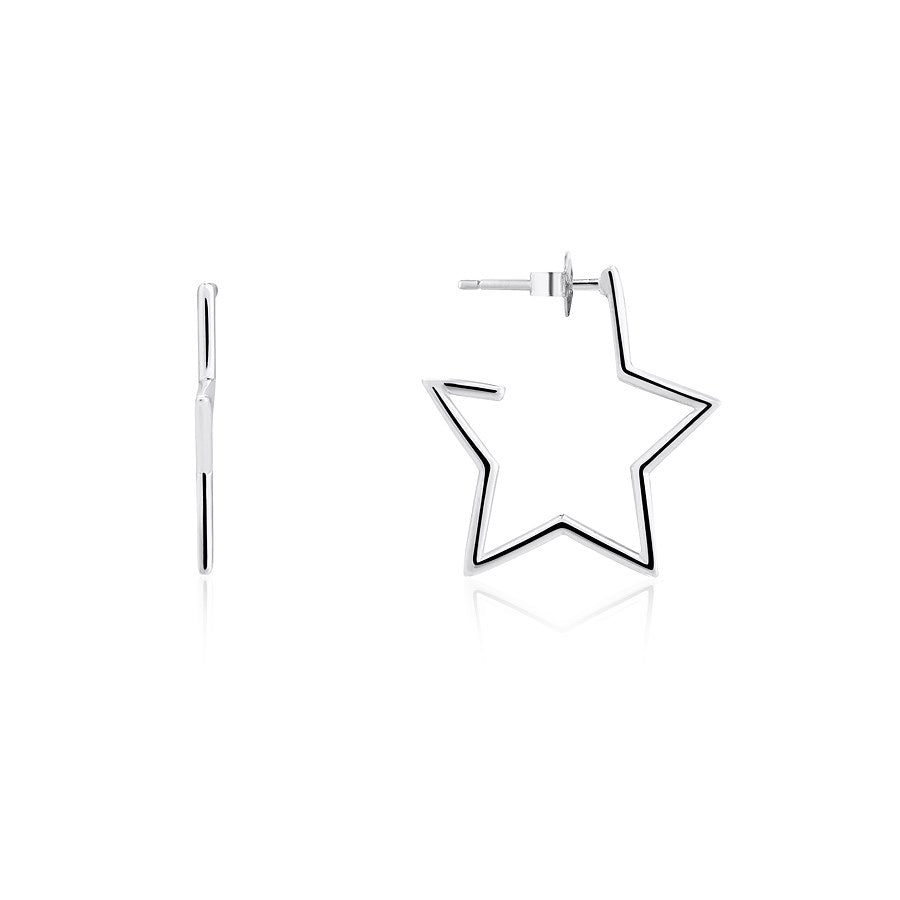 Argento Silver Open Star Midnight Hoop Earrings