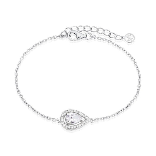 Argento Silver Pear Halo Bracelet