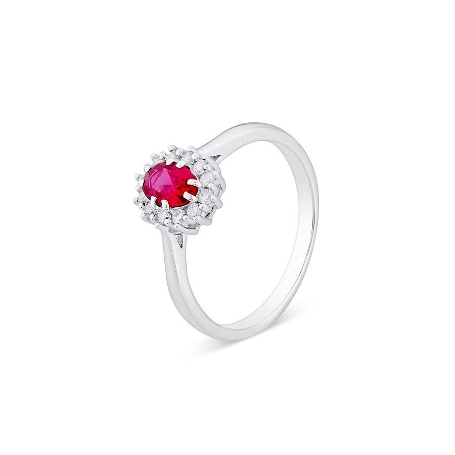 Argento Silver Ruby Halo Crystal Ring