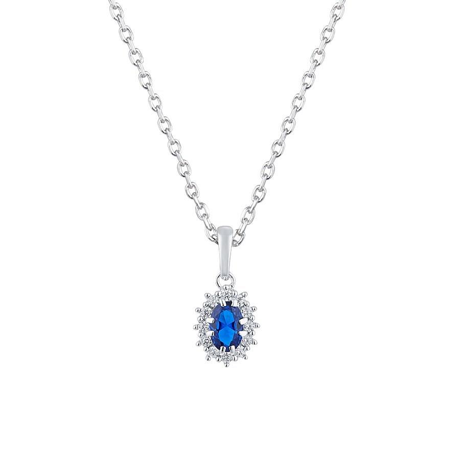Argento Silver Blue Oval Necklace