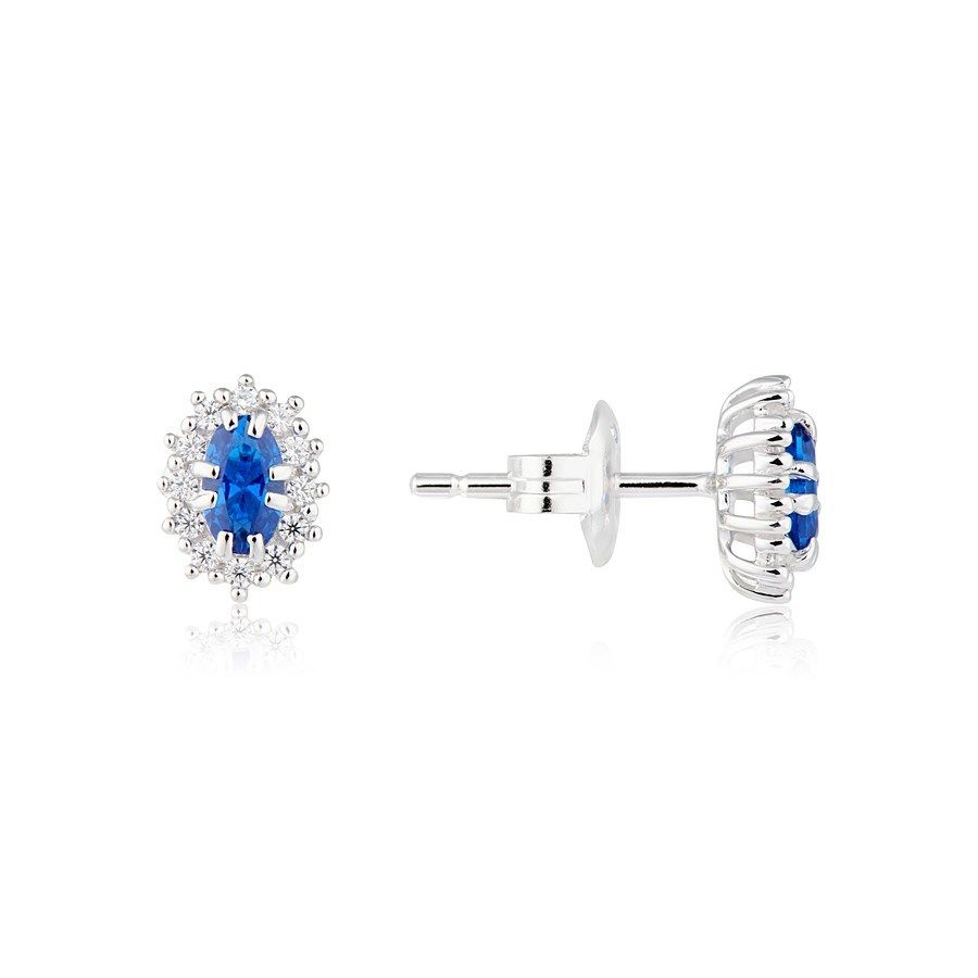 Argento Silver Blue Oval Stud Earrings